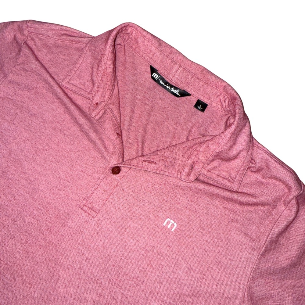 TravisMathew Polo Shirt Large red Heathered Short Sleeve Golf Top